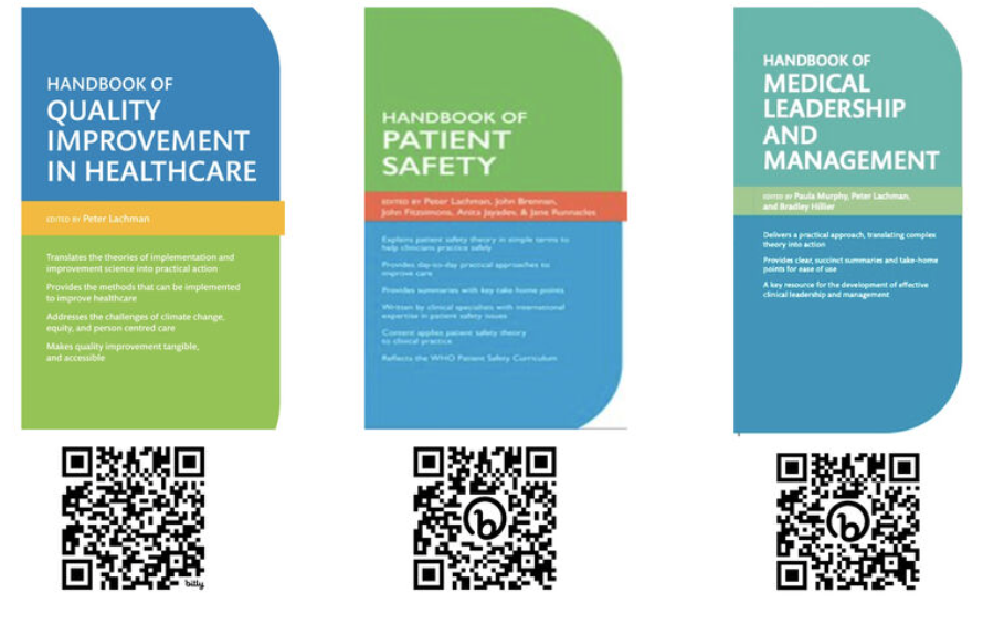 PeterLachman's tweet photo. Over the past 2 yrs I have been privileged to edit/co-edit the trilogy books for @OUPMedicine  Professional Practice series. The books focus on 3 key elements of healthcare: #leadership  #patientsafety  Safety and #qualityimrovement  - Scan the QR code or go to Amazon to obtain https://t.co/UxzyLHriVG