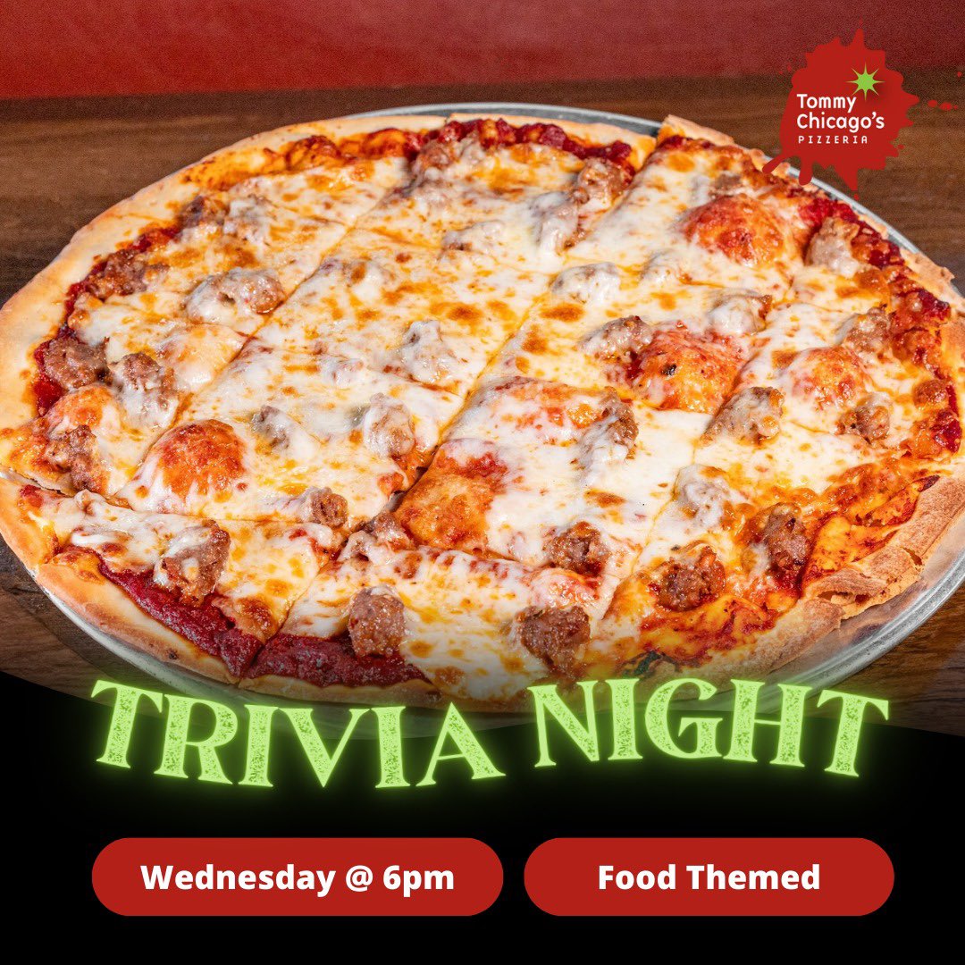 TommyChicagos's tweet photo. Trivia Night at Tommy Chicago’s!!!! Bring you family in tonight! Test your knowledge of food!!! 6:00 pm Prizes! https://t.co/PU51cJqnSQ