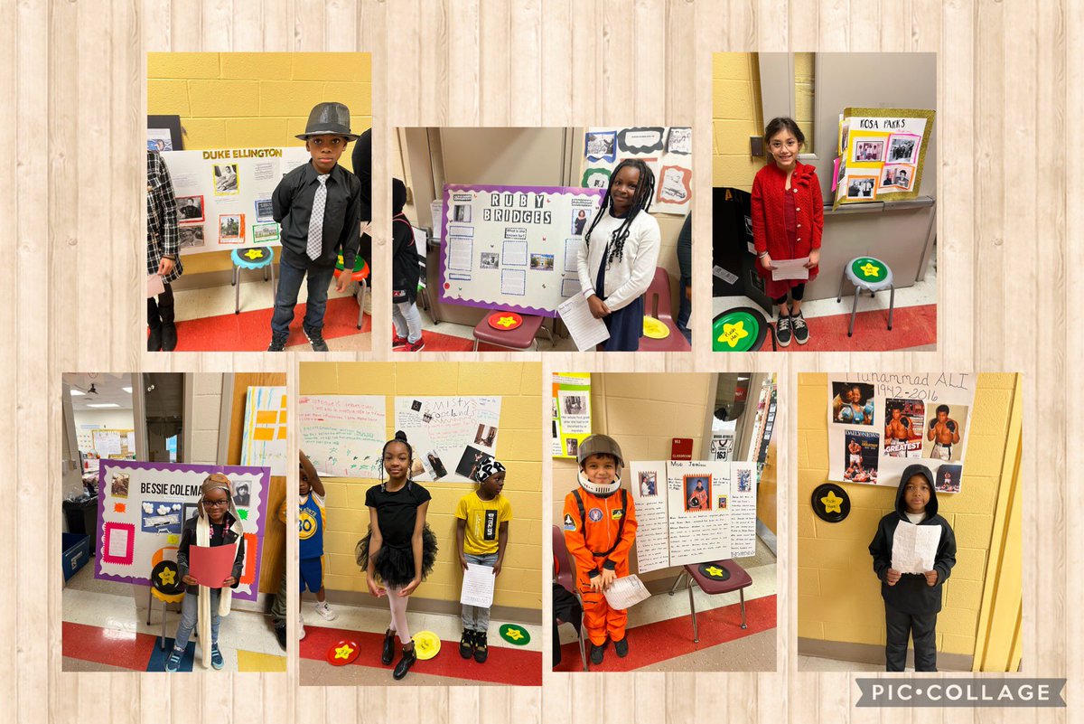 JPRyonES's tweet photo. Our amazing 4th graders and their wonderful teachers have worked so hard to create a “Blacks in Wax” museum. We had Rosa Parks, Ruby Bridges, Muhammad Ali, Bessie Coleman and so many more! Phenomenal work, 4th grade! https://t.co/YK89CHuBZi