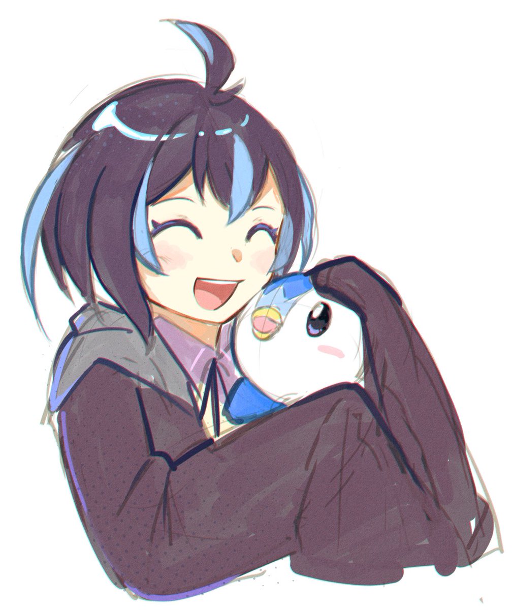 lunaerim's tweet photo. le doodle of vtuber sona with piplup while in class 😮‍💨 https://t.co/fRga9iHZut