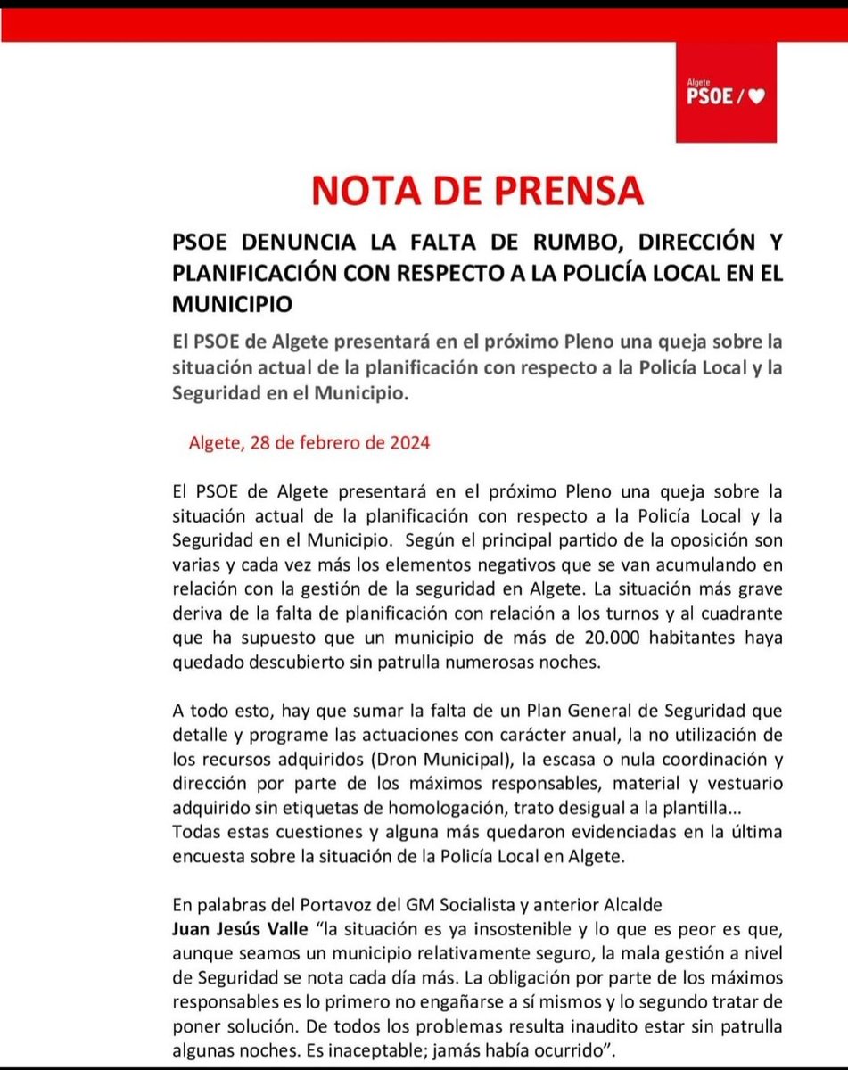 🔴 La gestión de la Policía Local 🚓 en #Algete hace aguas <a href="/PPalgete/">PPalgete</a> <a href="/Aytodealgete/">Ayuntamiento de Algete</a> #AsíConTodo #NosSalenCaros