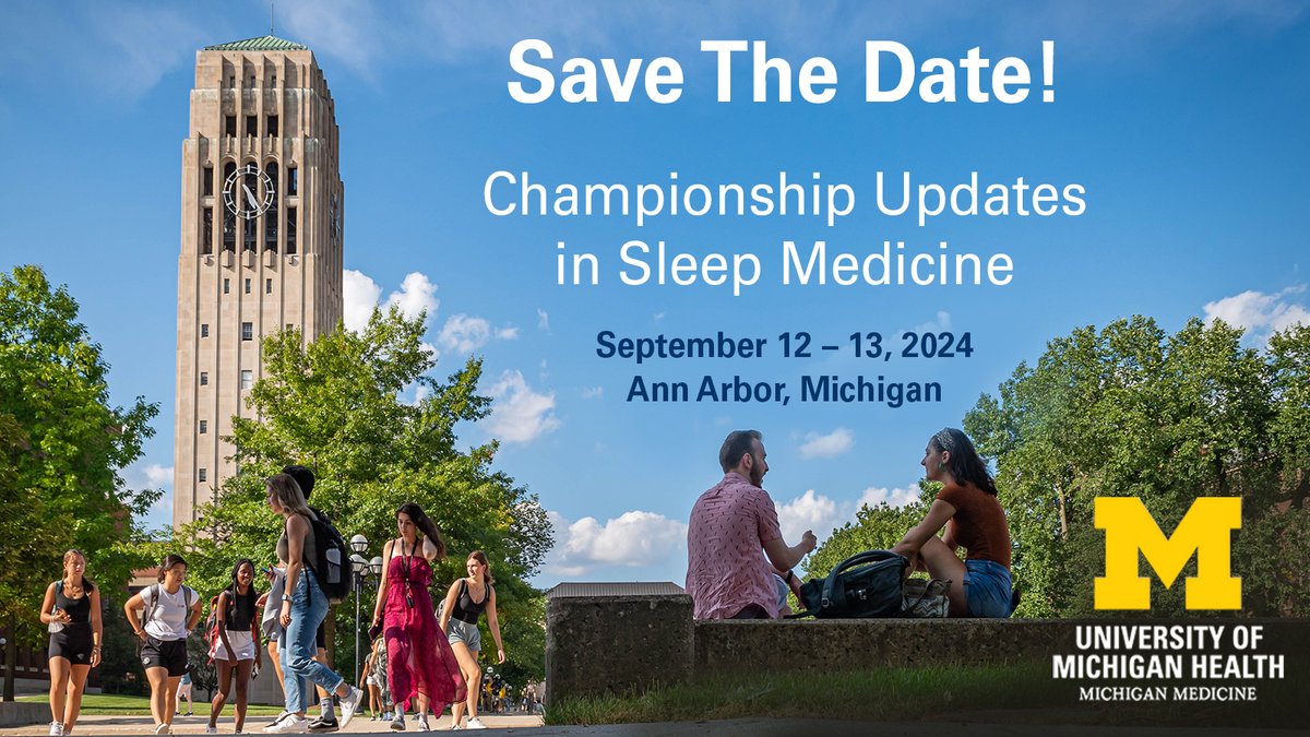 Don't 😴on this incredible opportunity for CME, cutting edge updates, and hang time with your favorite #UMSleepDisordersCenter friends...see you 9/12-13 @AnitaVShel @drkaplish @UMneurosciences #SleepPeeps