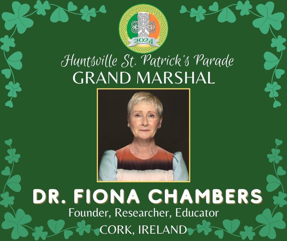 I am so honoured to be the Grand Marshall of the 'St Patrick's Day Parade in Huntsville, Alabama' and to represent Ireland, my home city, Cork, and @UCC on our national holiday. I cannot wait to visit and to connect with the people of Huntsville, especially our Irish diaspora