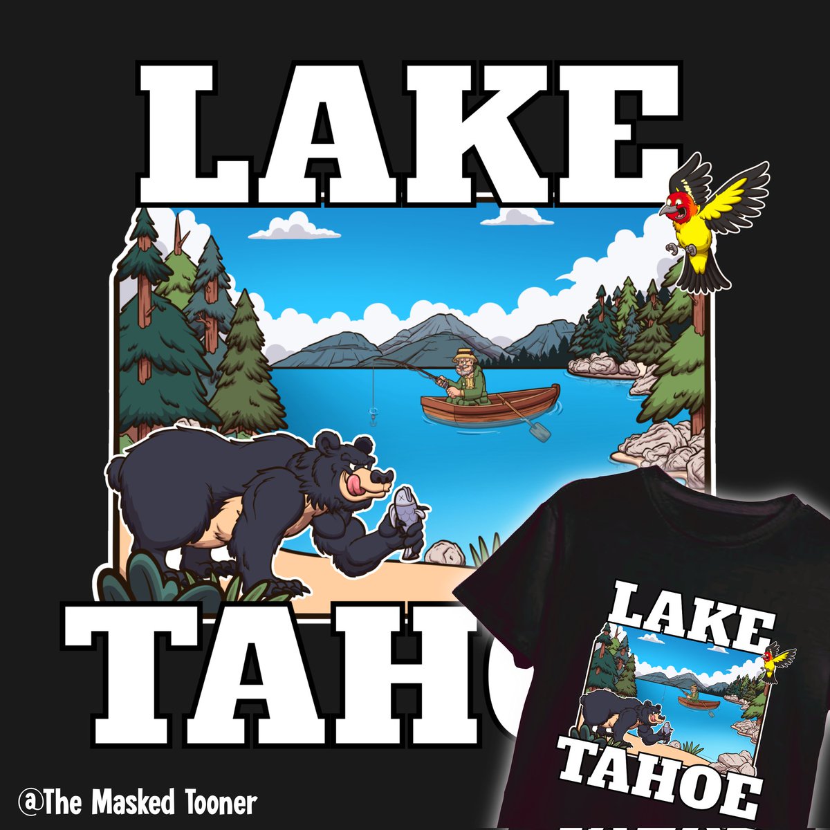 TheMaskedTooner's tweet photo. Lake Tahoe Nevada Outdoors design 🏞️🐻🐦
-
#laketahoe #nevada #outdoors #wilderness #adventure #park #camping #hiking #lakelife #fishing #fisherman #bear #bird #cartoon #westerntanager #characterdesign #graphicdesign #tshirtdesign #cartoontshirt #tshirtdesigner #redbubble https://t.co/7mvM9x5qpl