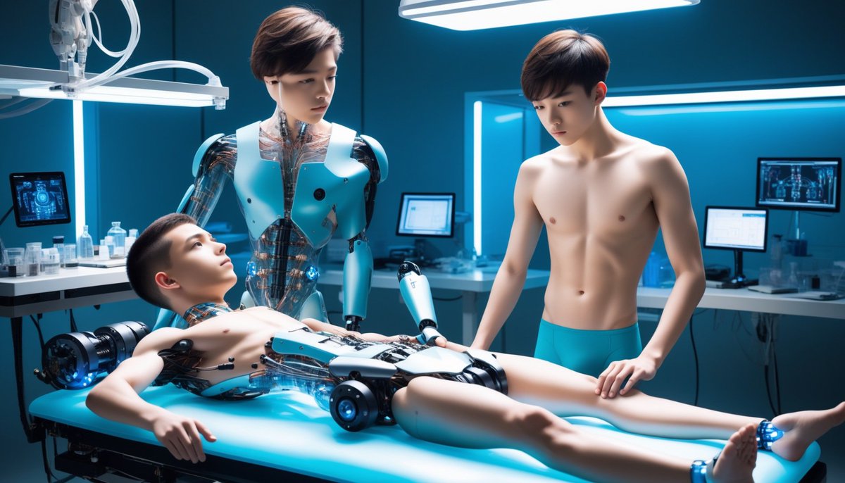 y0_n4s's tweet photo. PART 2: When AI startet to develop the future of humankind, sometimes things went terribly wrong, but in a somehow beautiful way.
#24thcenturydigitalboy #beautifulfailures #boysoffuture #aiboy #cyberpunk #AIart #maleandroid #robot #fantasyart #cyberboys https://t.co/RNC3po0kO8