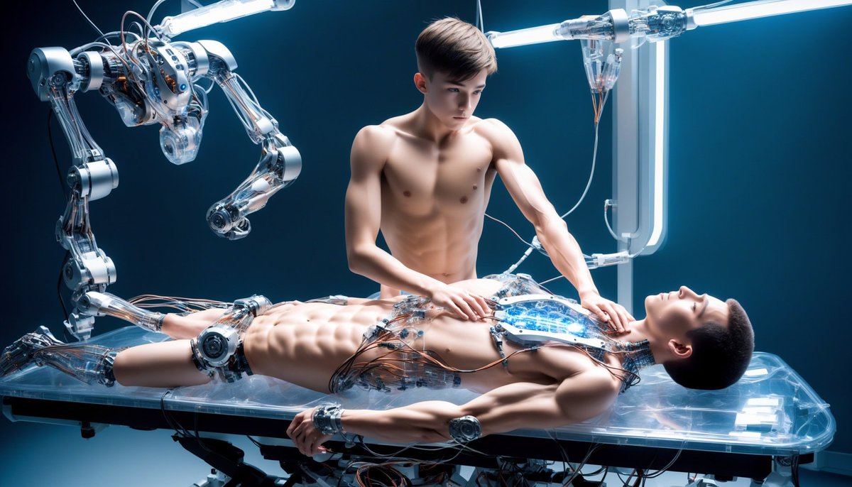 y0_n4s's tweet photo. PART 2: When AI startet to develop the future of humankind, sometimes things went terribly wrong, but in a somehow beautiful way.
#24thcenturydigitalboy #beautifulfailures #boysoffuture #aiboy #cyberpunk #AIart #maleandroid #robot #fantasyart #cyberboys https://t.co/RNC3po0kO8