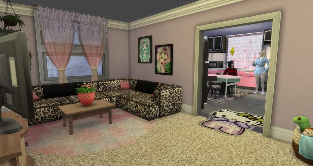 vaniansimz's tweet photo. My Simsself and my irl pink bestie in our dream pink and black trashy home https://t.co/Xvl01oBTLo