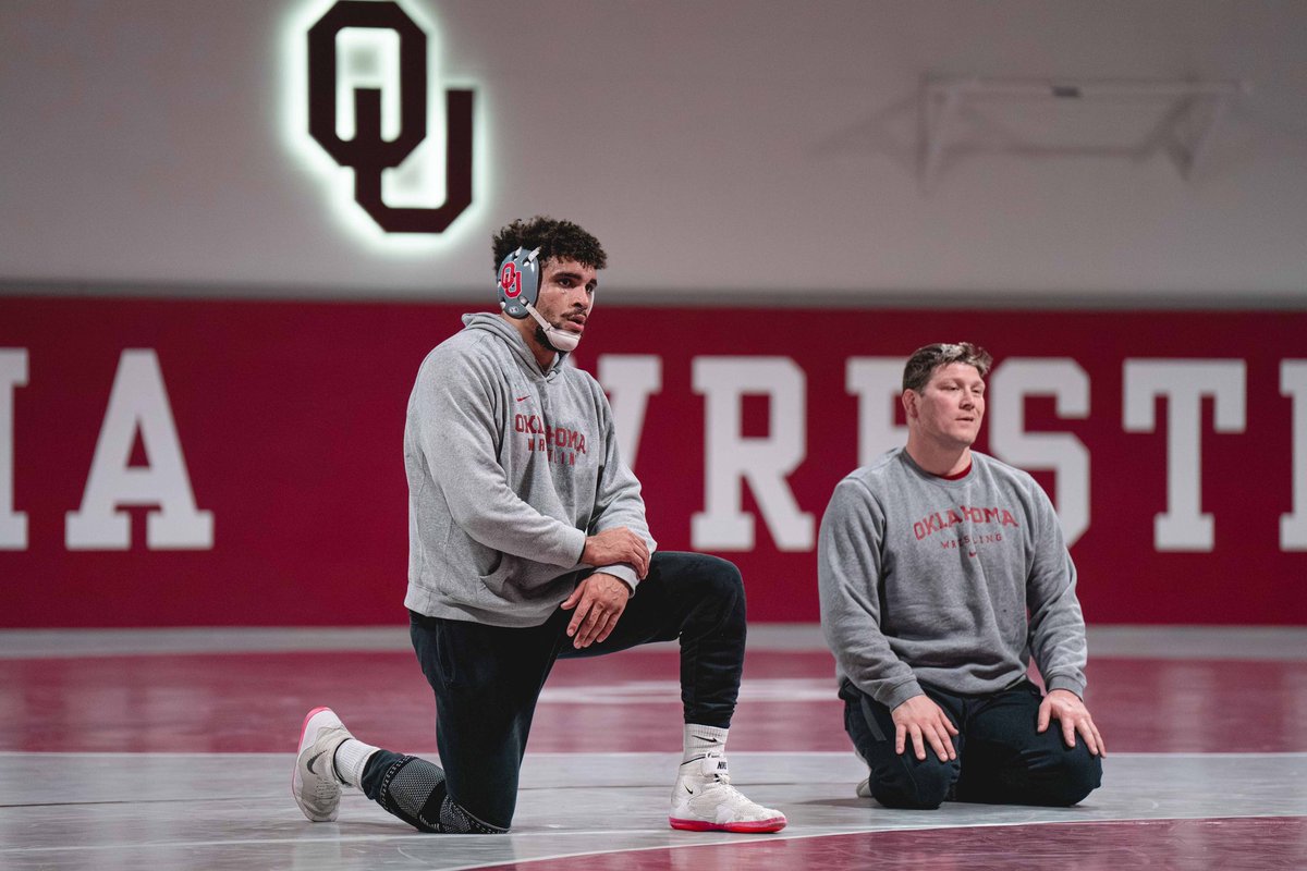 OU_Wrestling's tweet photo. Gearing up for Tulsa 😤

#BoomerSooner https://t.co/wGyPgI6cDC