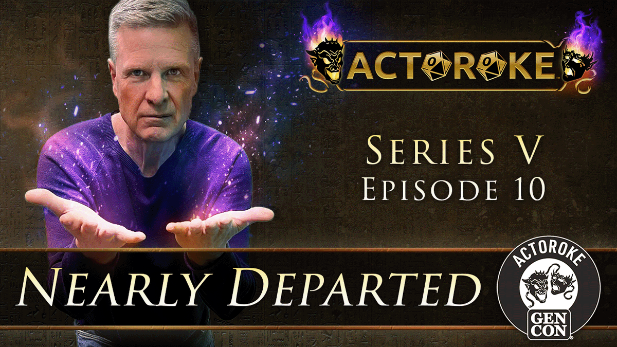 Gen_Con's tweet photo. Tonight, at 6 pm PT on https://t.co/ZMEWVU0eIi. 

Actoroke: Nearly Departed is back after a bit of a break! Find out what Boozer has in store for the party.

Watch Episode 9 now: https://t.co/wjoIWkoAW9

#GenCon #GenConTV #Actoroke #ttrpg #dnd #tabletopgaming https://t.co/sHUyCYhkGj