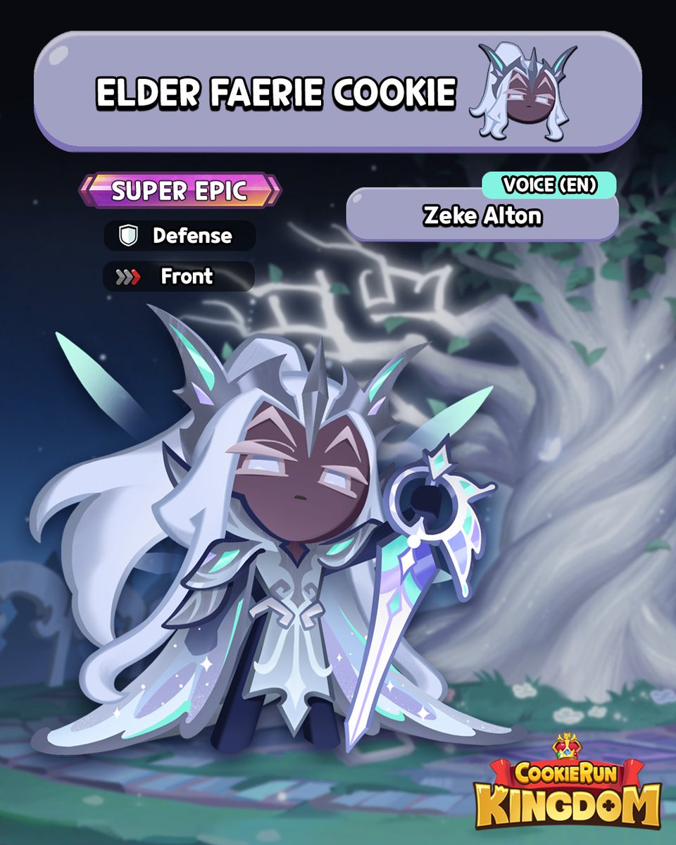 CRKingdomEN's tweet photo. Fairy impressed with the King of Faeries 👑 From the Silver Kingdom to CookieRun: Kingdom, welcome @ZekeAlton as the voice of Elder Faerie Cookie! 🎉 

#CookieRun #CookieRunKingdom #ElderFaerieCookie #VoiceActor https://t.co/OBC9SuHeyg