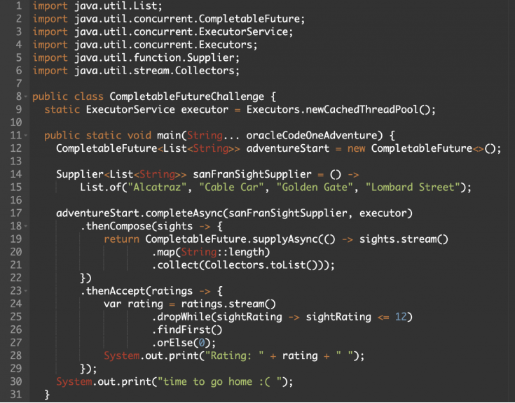 RafaDelNero's tweet photo. Participate in the Asynchronous CompletableFuture San Francisco Java Challenge! 💻

Improve performance with CompletableFuture for asynchronous methods. 

Dive in here: 🔗 https://t.co/a4Tecqi9bd

#JavaChallenge #CompletableFuture #AsyncProgramming #SoftwareEngineering https://t.co/3NSHQCUD3z