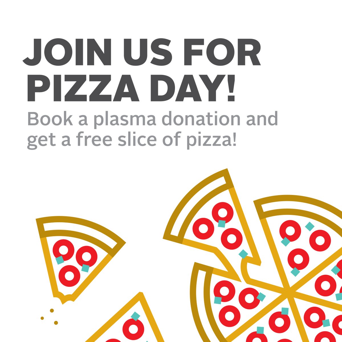 Join us for Pizza Friday at the Vaughan Plasma Center (200 Windflower Gate - Piaza Del Sole). Book a plasma appointment at the Vaughan Plasma Center and enjoy a fresh slice of pizza, supplied by @fortinoswoodbridge Click the link in our bio to book your appointment.