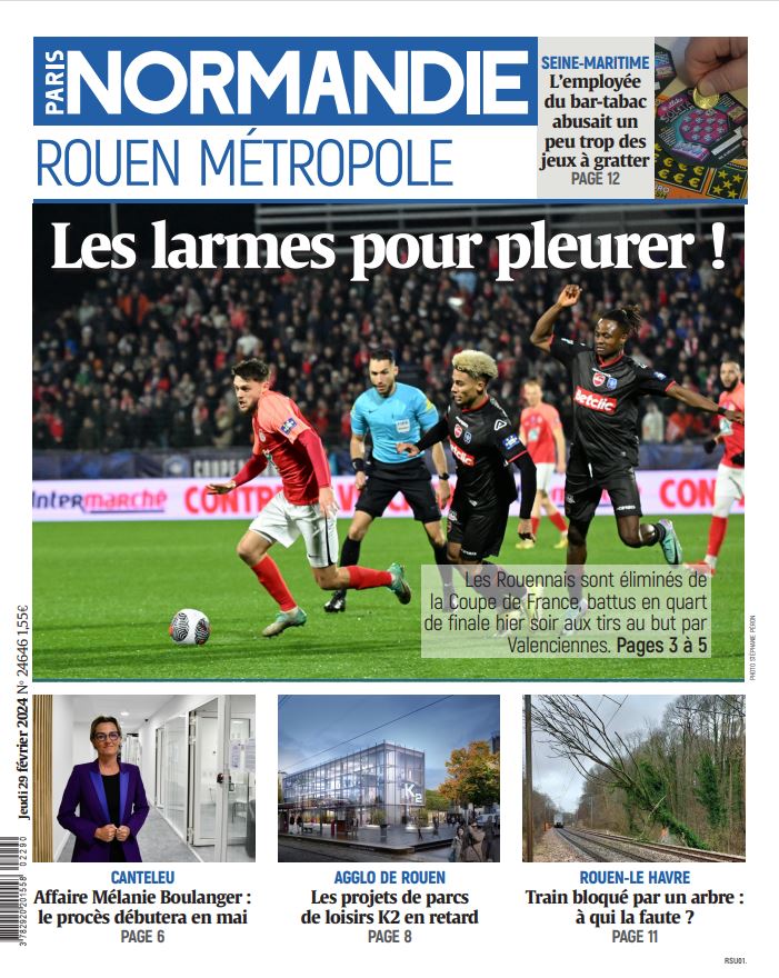 "Les larmes pour pleurer" : la Une de <a href="/paris_normandie/">paris_normandie</a> du jour qui rend hommage à l'incroyable parcours des Diables rouges en Coupe de France👏 #FCRVAFC #Rouen <a href="/FCRouen/">FC Rouen, en route pour la Ligue des Champions !</a>