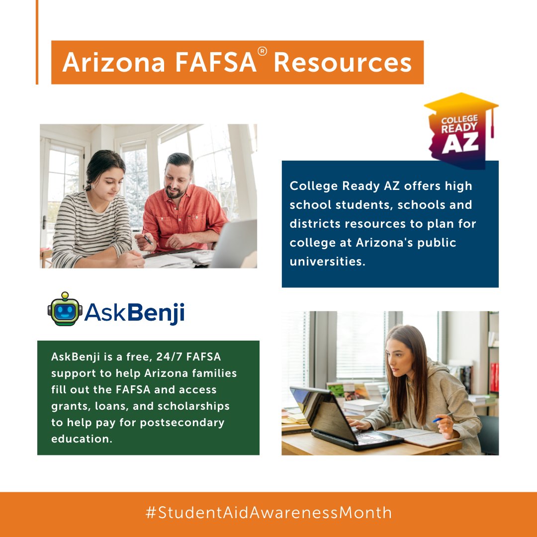 HeliosEdFnd's tweet photo. Explore Arizona #FAFSA resources including College Ready AZ, @benjifafsa and the Arizona FAFSA Challenge 💻
Read our blog for more info: https://t.co/SFt7xLqhYj
#WeBelieveHelios #studentaidawarenessmonth #FAFSAform https://t.co/yHaN6meOpJ