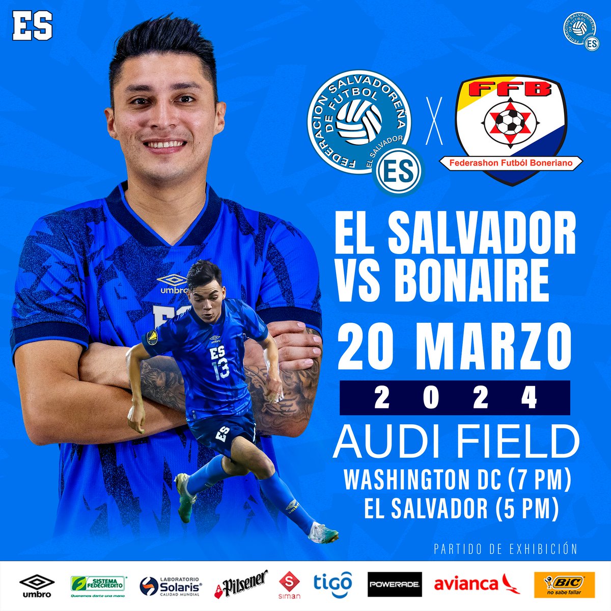 LaSelecta_SLV's tweet image. 👏| 𝐄𝐒 𝐎𝐟𝐢𝐜𝐢𝐚𝐥 🇸🇻🆚🇧🇶
➡️ Partido de Exhibición ⬅️
#LaSelecta se enfrenta al seleccionado caribeño, Bonaire.
📅 20.03.2024
🏟️ Audi Field
⏱️ Washington DC (7 PM)
⌚️ El Salvador (5 PM)
#ElSalvador #LaSelecta