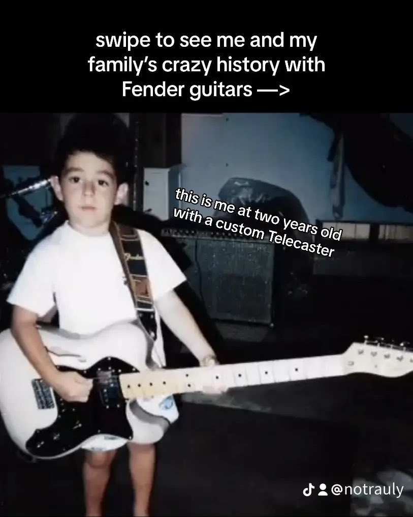 notrauly's tweet photo. I still play the same guitar from the first photo 🤘🏼 @Fender https://t.co/qTPPHNMeGj
