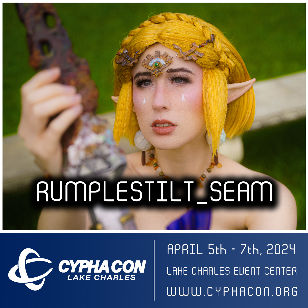CYPHACON is pleased our final Cosplay Guest @RumplestiltSeam Rumplestilt_Seam will be joining us April 5th - 7th, 2024 at the @LCCivicCenter in Lake Charles Louisiana! For complete information visit our website, tickets on sale now! cyphacon.org/speakers/cospl…