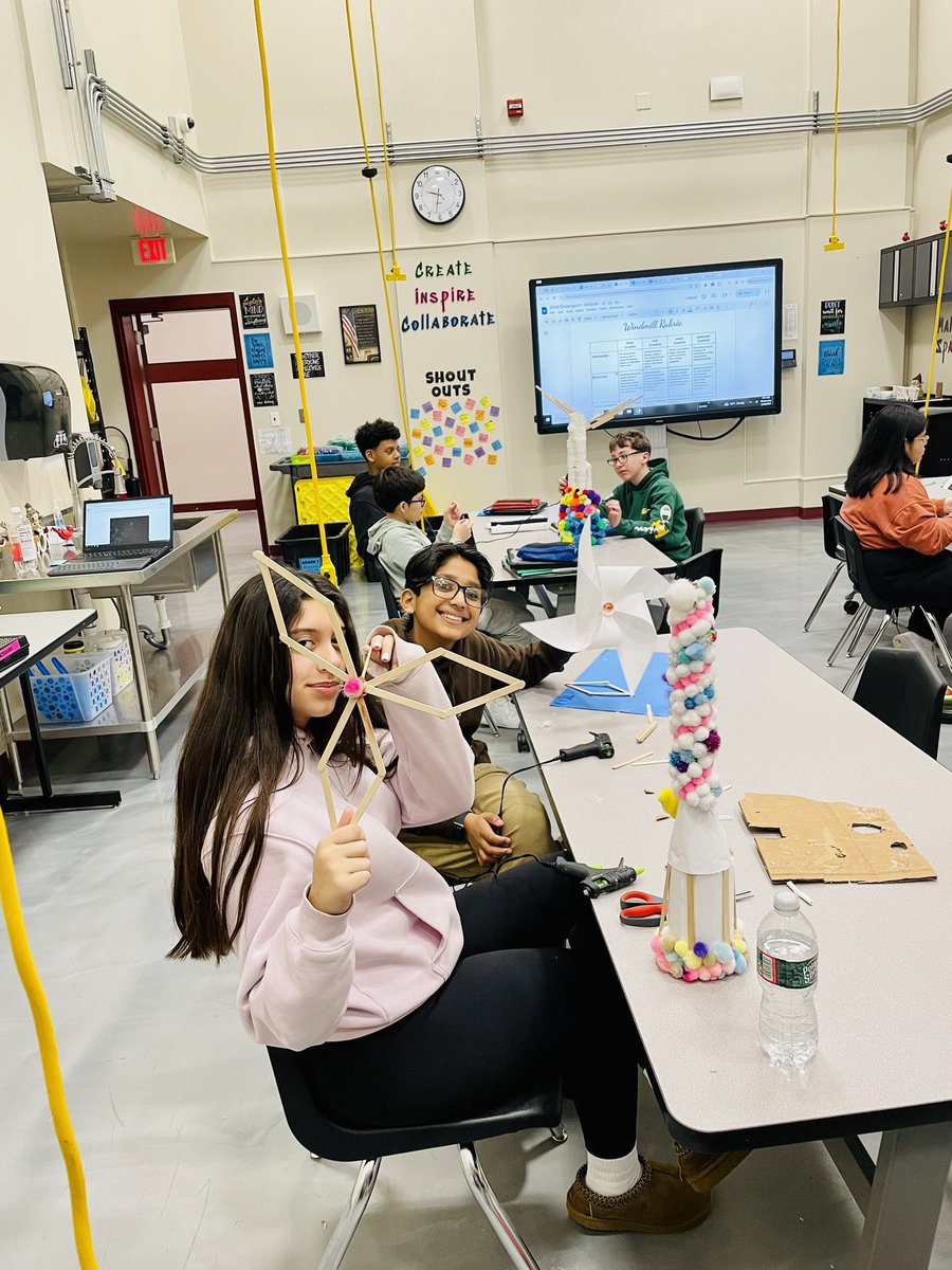 MsHughesRP's tweet photo. STEAM Grade 7 - Windmill Design

The students have been hard at work constructing their windmills over the past several weeks. Their main focus has been building a wheel and axle that allows the blades of their windmill to move freely. (Easier said than done!) https://t.co/h5ceGKcznB