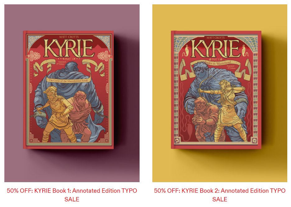 50% OFF SALE 📚 
mattcrotts.com 

I have a few copies of the Annotated Editions of KYRIE Books 1 and 2 with typos, and you get them at a greatly reduced price.  

I draw a character portrait in every order!