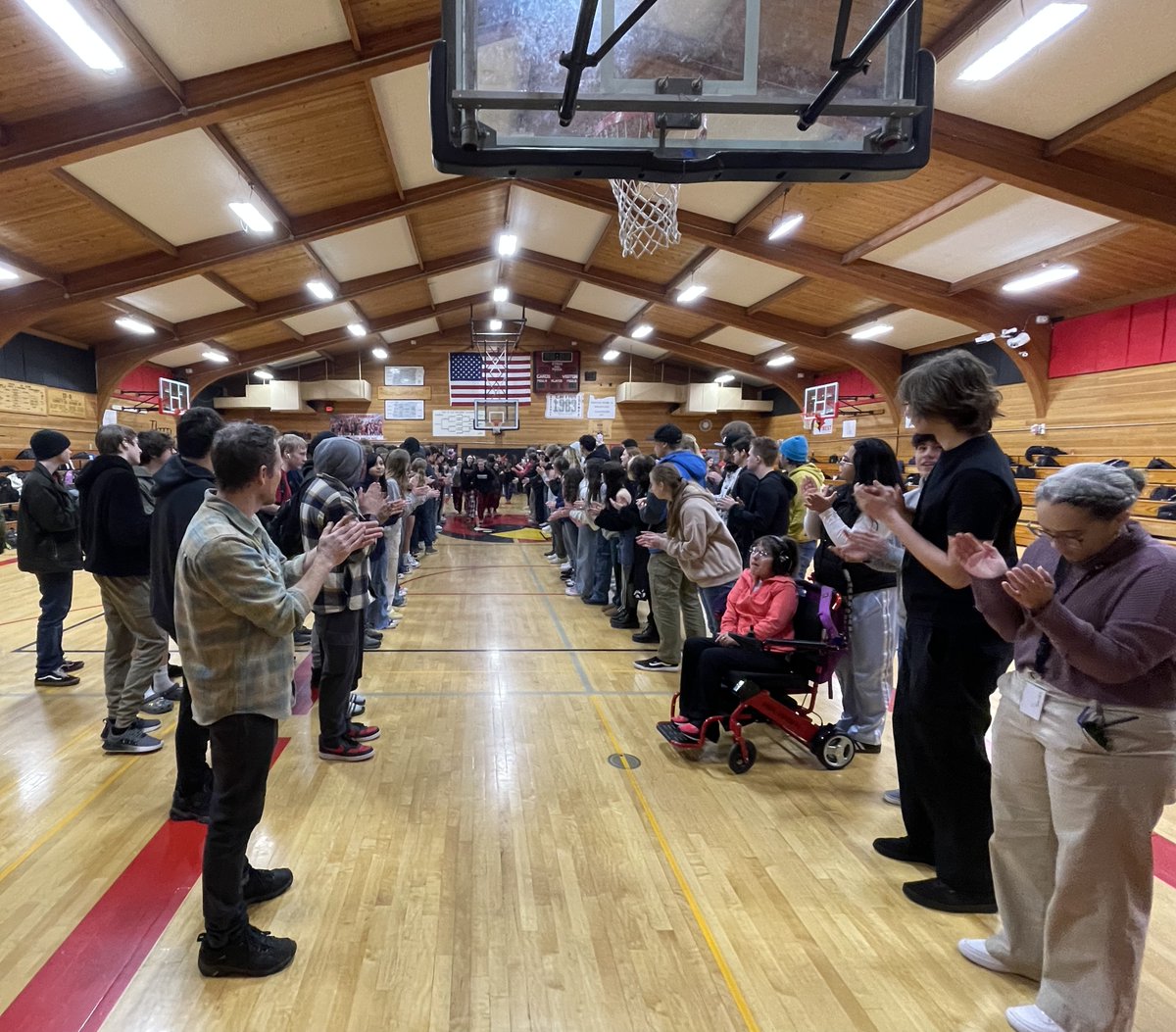 derwood73's tweet photo. Celebrating our Wrestling and Swimming @OSAASports  medal winners while we send our girls basketball team to State Cardinal style. @CorbettSchools #OneCorbett #GoCards https://t.co/tf6vlOPRtx