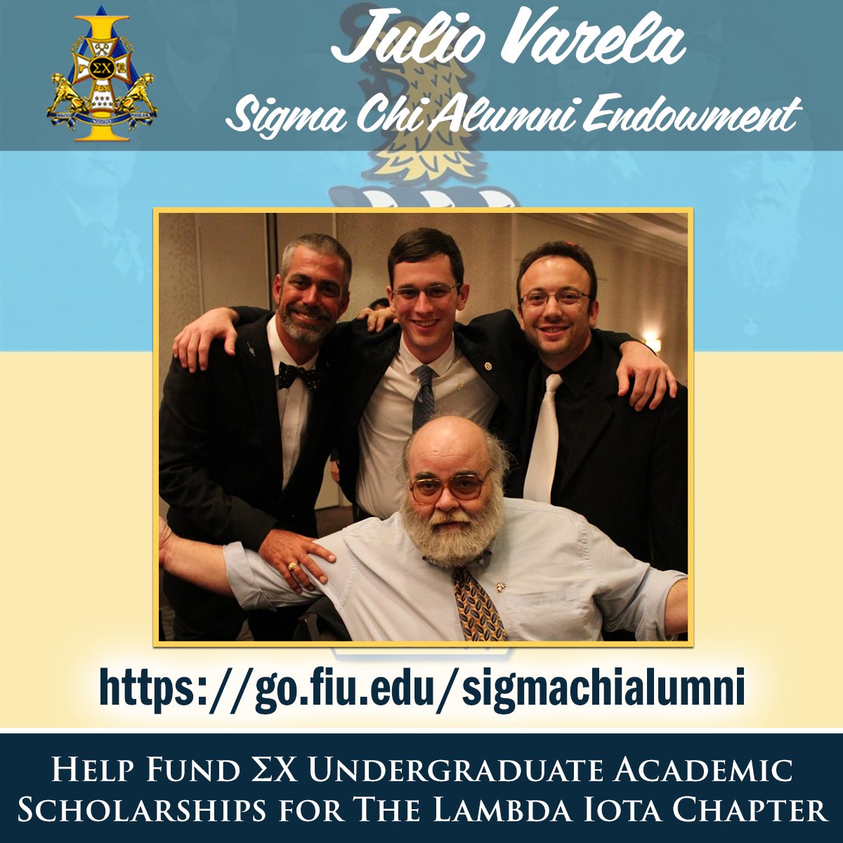 In preparation for <a href="/FIU/">FIU</a> “Give Day” we are proud to announce the Julio Varela Sigma Chi Alumni Endowment. 

To donate, check out the link 🔗 

go.fiu.edu/sigmachialumni