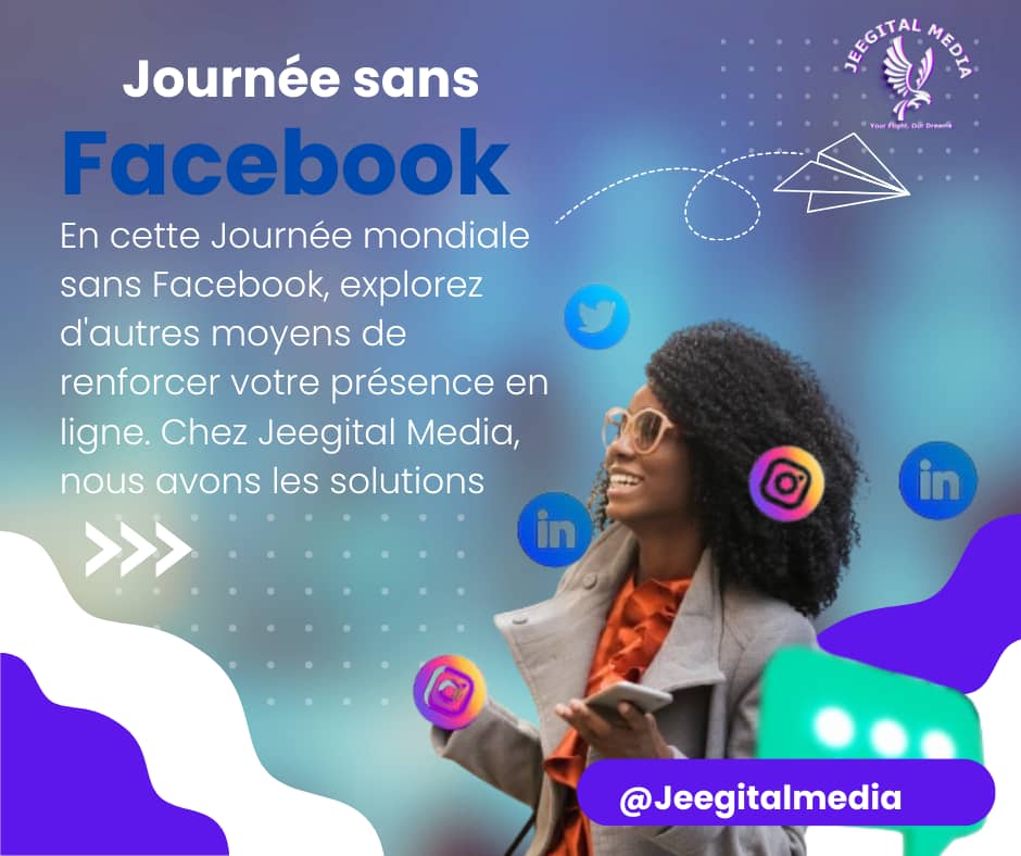 jeegitalmedia's tweet photo. En cette Journée mondiale sans Facebook, explorez d'autres moyens de renforcer votre présence en ligne.
Chez Jeegital Media, nous avons les solutions.
#JournéeSansFacebook #jeegitalmédia
Pour nos services de marketing, web ou infographique contactez-nous :
📷 +237 680 80 50 47 https://t.co/jxmTSpRO80