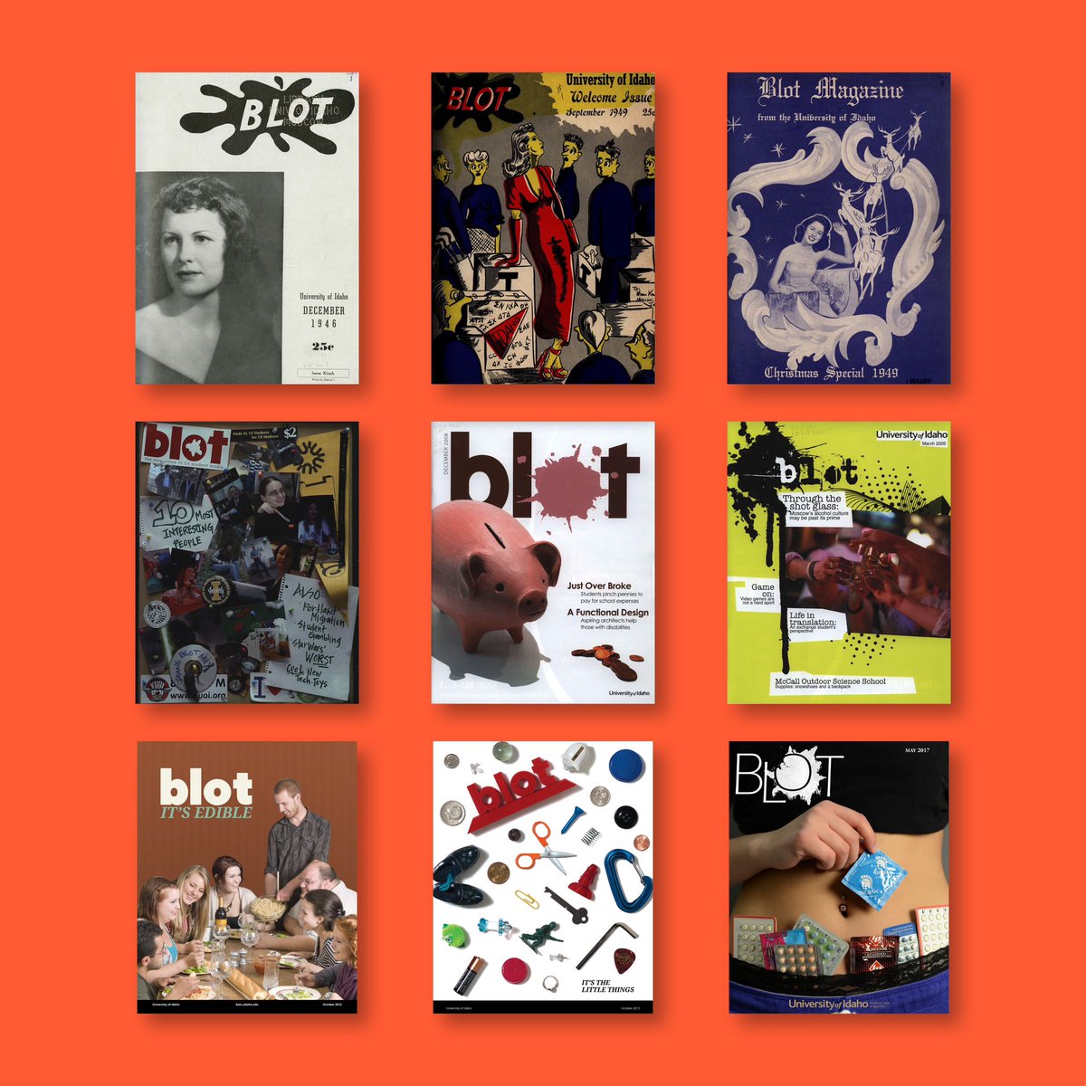 Did you know the first issue of Blot came out in 1946? We’ve had some iconic covers since then.

Check out the digital archive at the link in our bio to see our evolution and browse full issues! Special thanks to <a href="/UofILibrary/">University of Idaho Library</a> for giving these gems a home online.