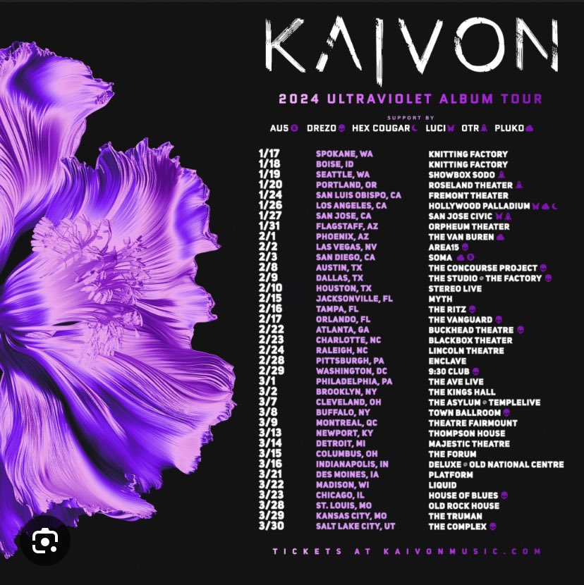 AYYOOOO <a href="/KAIVONOFFICIAL/">KAIVON 💜</a> in Indianapolis and it’s coming up WAY FAST! Don’t sleep around on tix y’all this WILL sell out 😈🔥