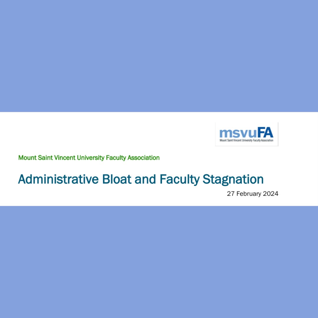 Just released: Increased administrative layers at the cost of faculty investment. A critical look at the shifting priorities at MSVU. 📘🔍🎓 #supportMSVUFA 

Find it here: msvufa.ca/bargaining/