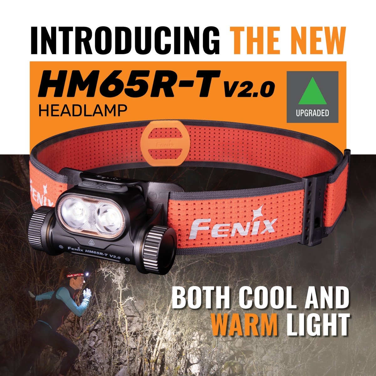 Just launched!   The new Fenix HM65R-T V2!  Now with dual spotlights - cool white, and warm.  Single handed, two way SPORT Fit headband for easy adjusting, and new, longer headband fits over a hat.  Get yours today! fenixlighting.com/products/fenix…