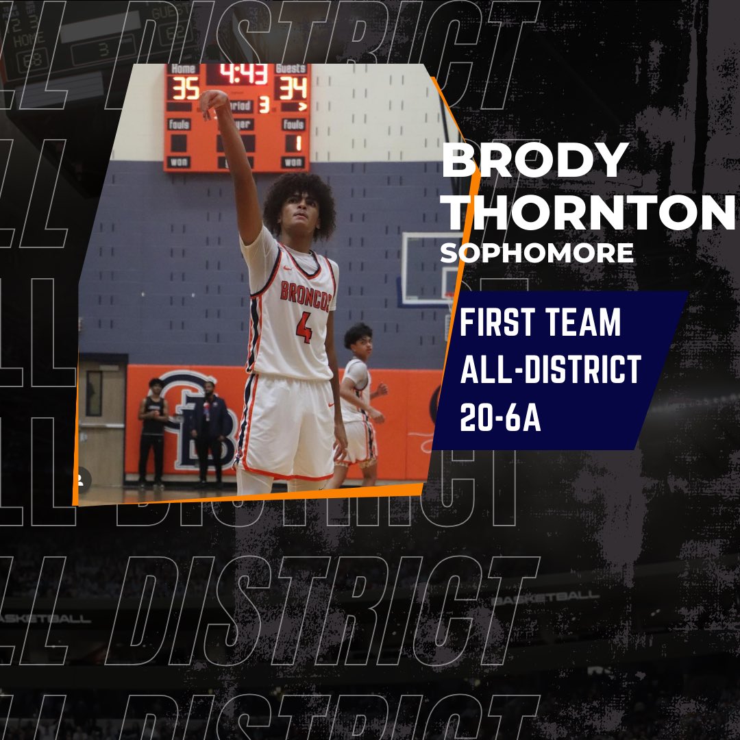 Congratulations to Brody Thornton being recognized as a First Team All-District member.