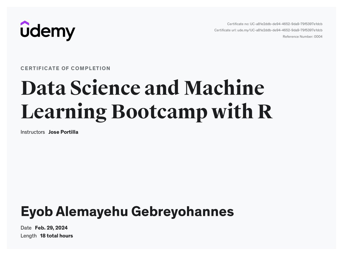 🚀 Check out this awesome course on @Udemy Data Science and Machine Learning Bootcamp with R udemy.com/share/101twi3@…… It's packed with valuable insights and hands-on learning! Highly recommended! #DataScience #MachineLearning #R #Udemy