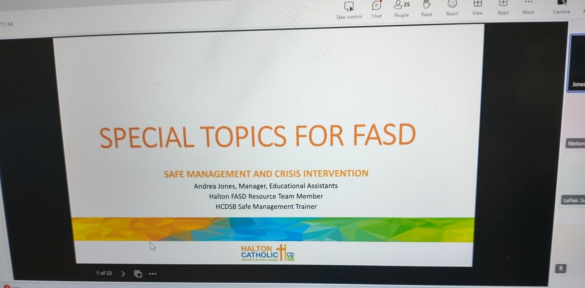 As a novice staff member to @HCDSB, it was great to attend this informative TEAMS presentation on FASD! Thank you to @dkollee, Andrea Jones and @hcdsbSEAC!! Always learning! #Belong #SafetyFirst