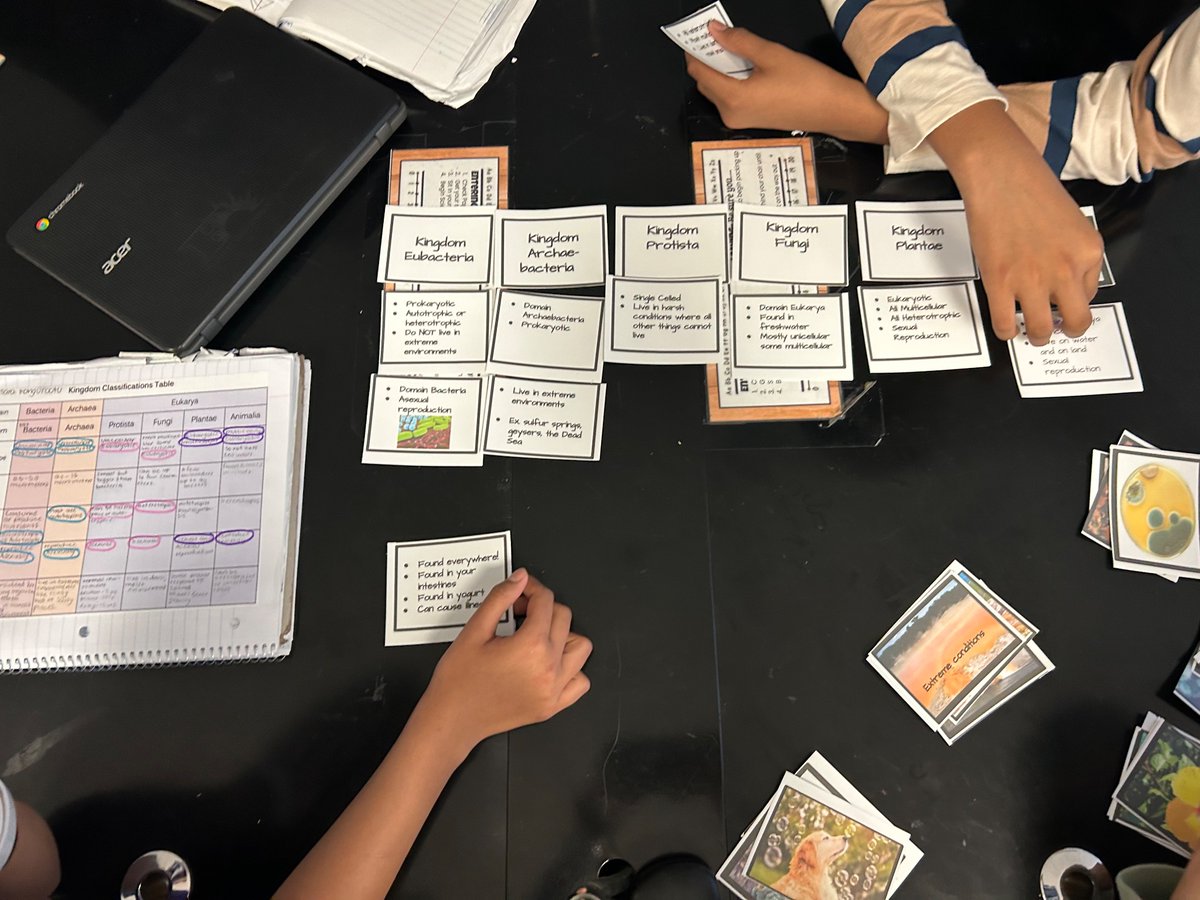 lexiechap's tweet photo. Overcoming challenges in 7th grade science! Collaboration, communication, and synthesizing their learning through an almost 40 card, card sort!! So proud of our students!:) 🎉🦅💙 https://t.co/SVQFzYga5v