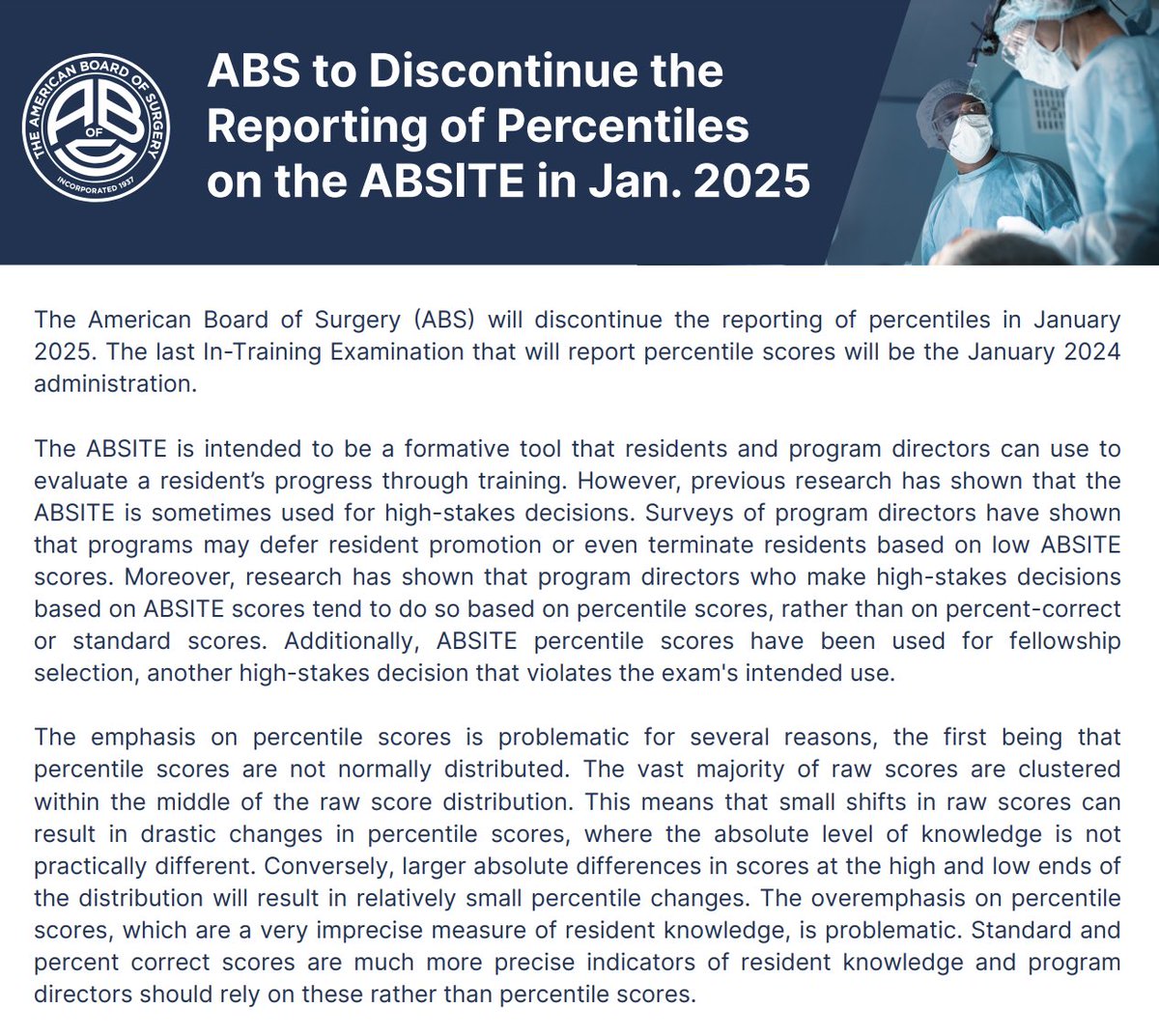 Jessica Millar (@jess_millarmd) on Twitter photo I have no notes ✅ Thank you to the <a href="/AmBdSurg/">American Board of Surgery</a> for making a change that is (1) very much needed & (2) will improve residents' ability to actually focus on learning the material rather than competing for a score. I’m 💯% behind this!
(emphasis on the last paragraph here ⬇️) I have no notes ✅ Thank you to the <a href="/AmBdSurg/">American Board of Surgery</a> for making a change that is (1) very much needed & (2) will improve residents' ability to actually focus on learning the material rather than competing for a score. I’m 💯% behind this!
(emphasis on the last paragraph here ⬇️)