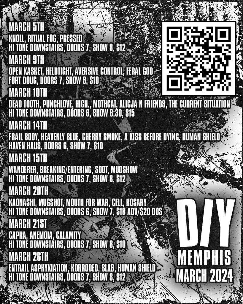 Posting all my shows for next month here even though the algorithm hates fliers