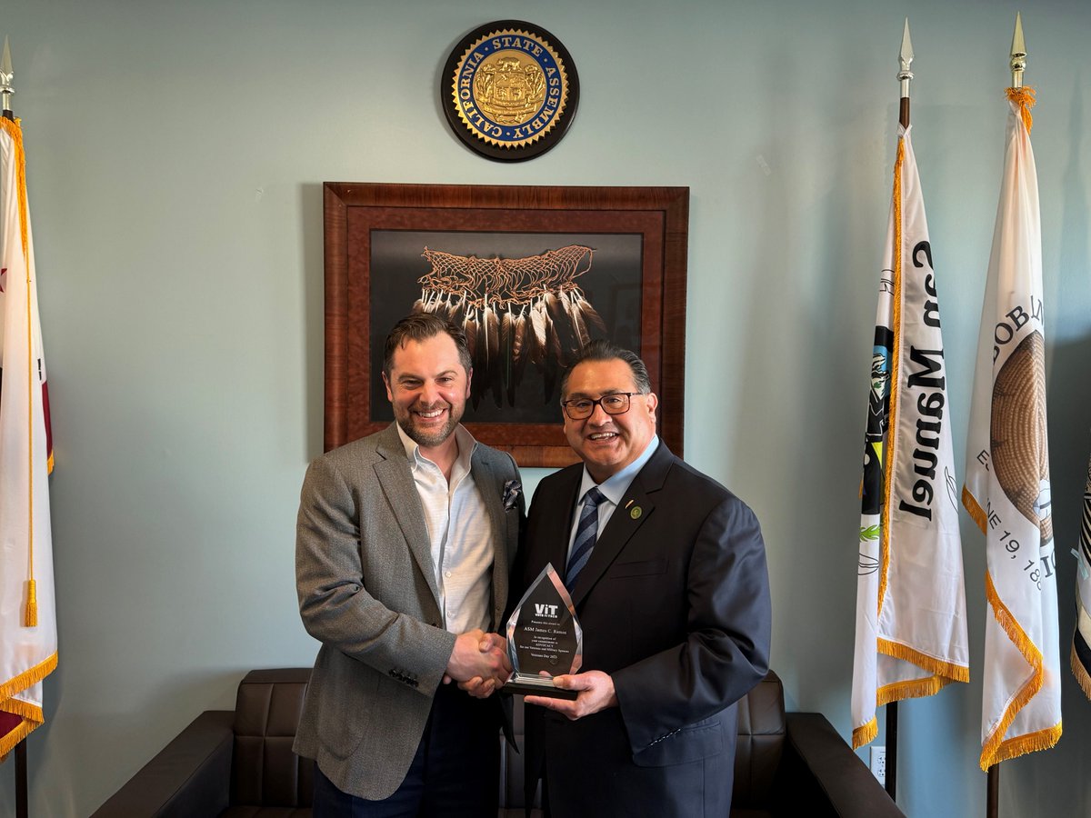 Proud of recognition from VetsinTech for seeking a tax exemption for retired military & their families. AB 46 in the Senate. I'm not quitting this effort! Yesterday, COO Michael McNerney delivered an award. Thank you to all vets for their service and sacrifices!