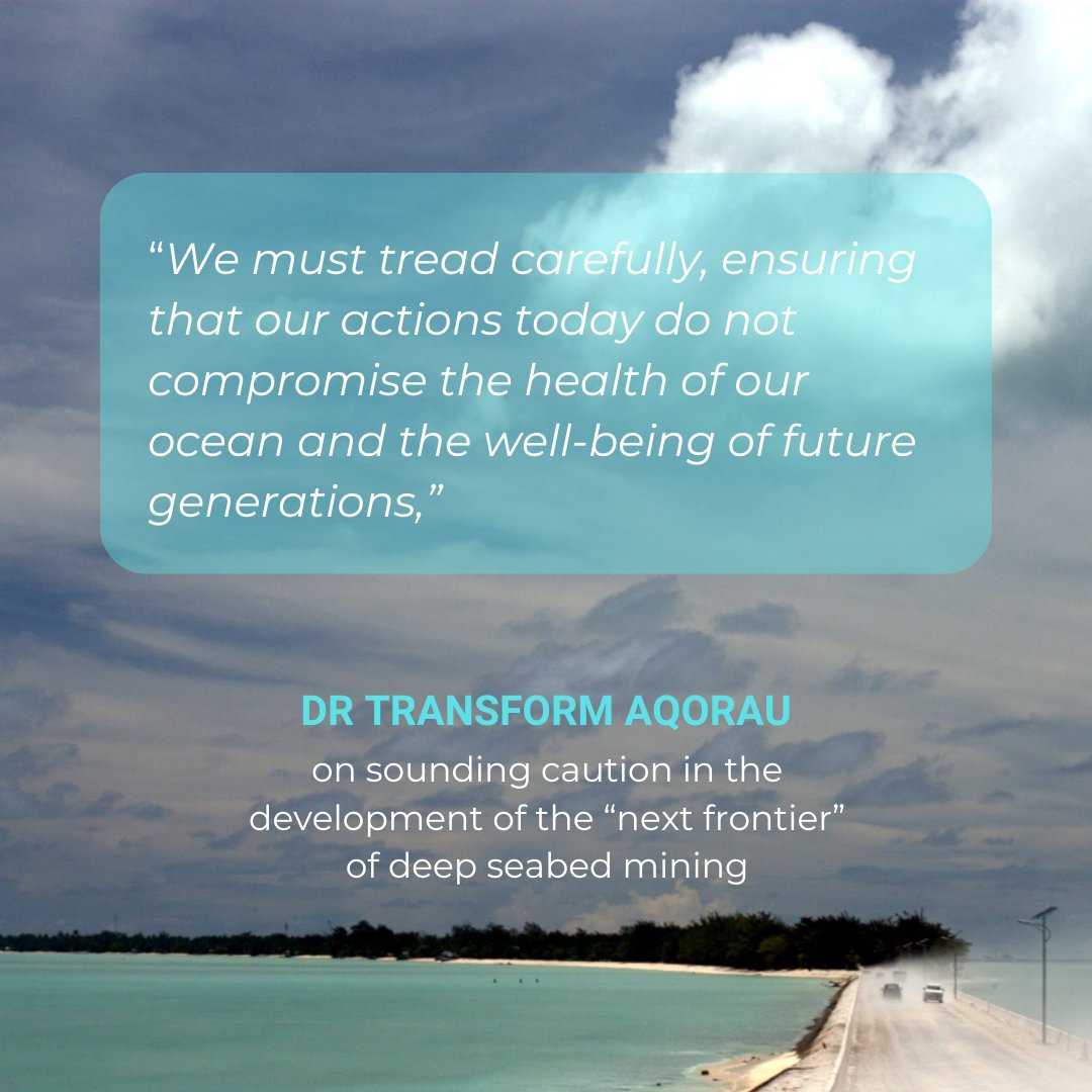 Dr Aqorau spoke to Fiji National University in Suva last week, highlighting his concerns with developments in seabed mining. 
Read more at tinyurl.com/DrAqorau-cauti…
#OceanEquityResearch #seabedmining #transformaqorau