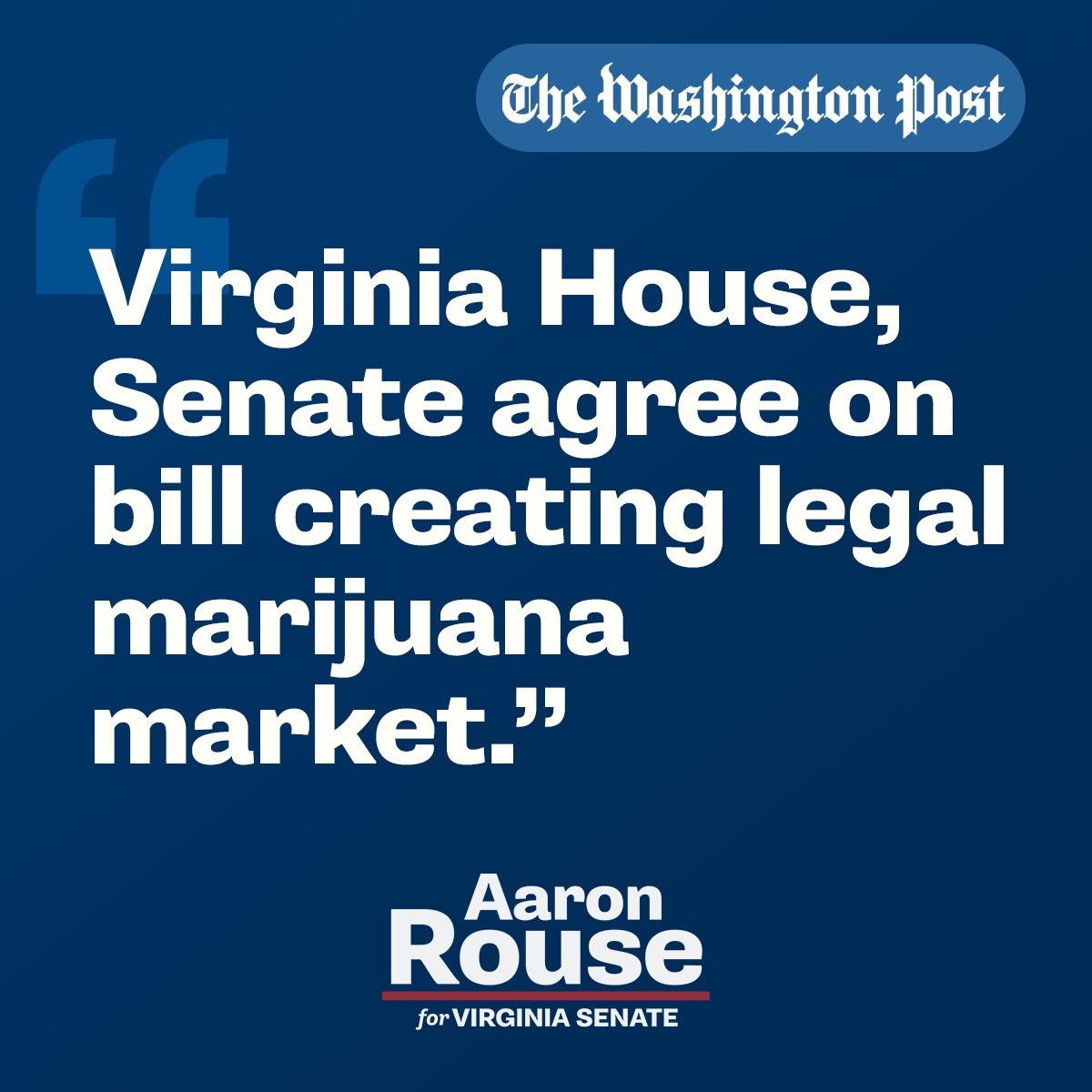 .<a href="/VaHouse/">VaHouseofDelegates</a> and <a href="/VASenate/">VaSenateofVirginia</a> passed the legislation I carried with the support of a broad coalition to create an equitable, legal marijuana retail market in VA! 

GOP Leader Gilbert said it best, “This is one of the most monumental pieces of legislation that we’ve ever had before us.”
