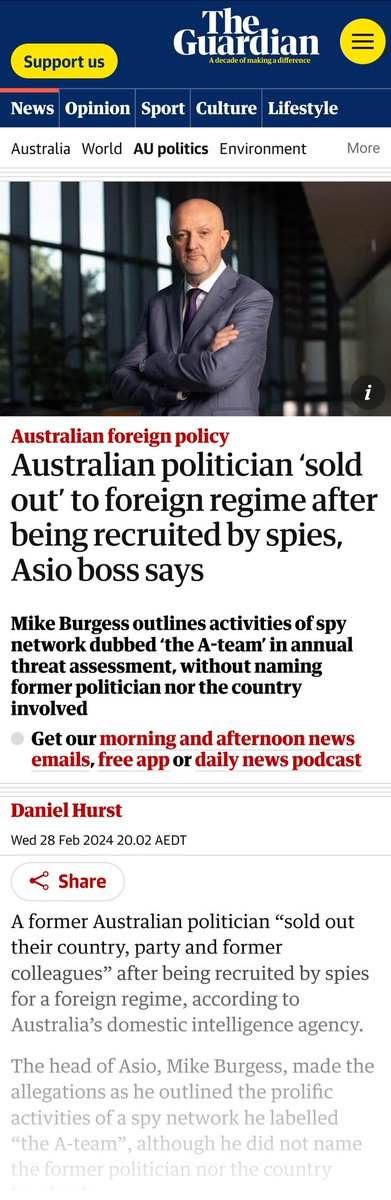 Hi friends.

This is largely a fake news story of ASIO trying to make themselves useful. I know it's largely propaganda because they've gone running to both Matthew Knott at Nine/SMH and Daniel Hurst at The Guardian to run their bullshit.

As the late great John Pilger referred