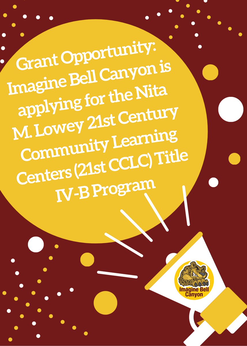 Exciting things are happening at Imagine Bell Canyon! This grant will allow our school to provide high-quality academic enrichment programs after school for our students. 🥳 #21stcenturygrant #imagineschools #imaginebellcanyon