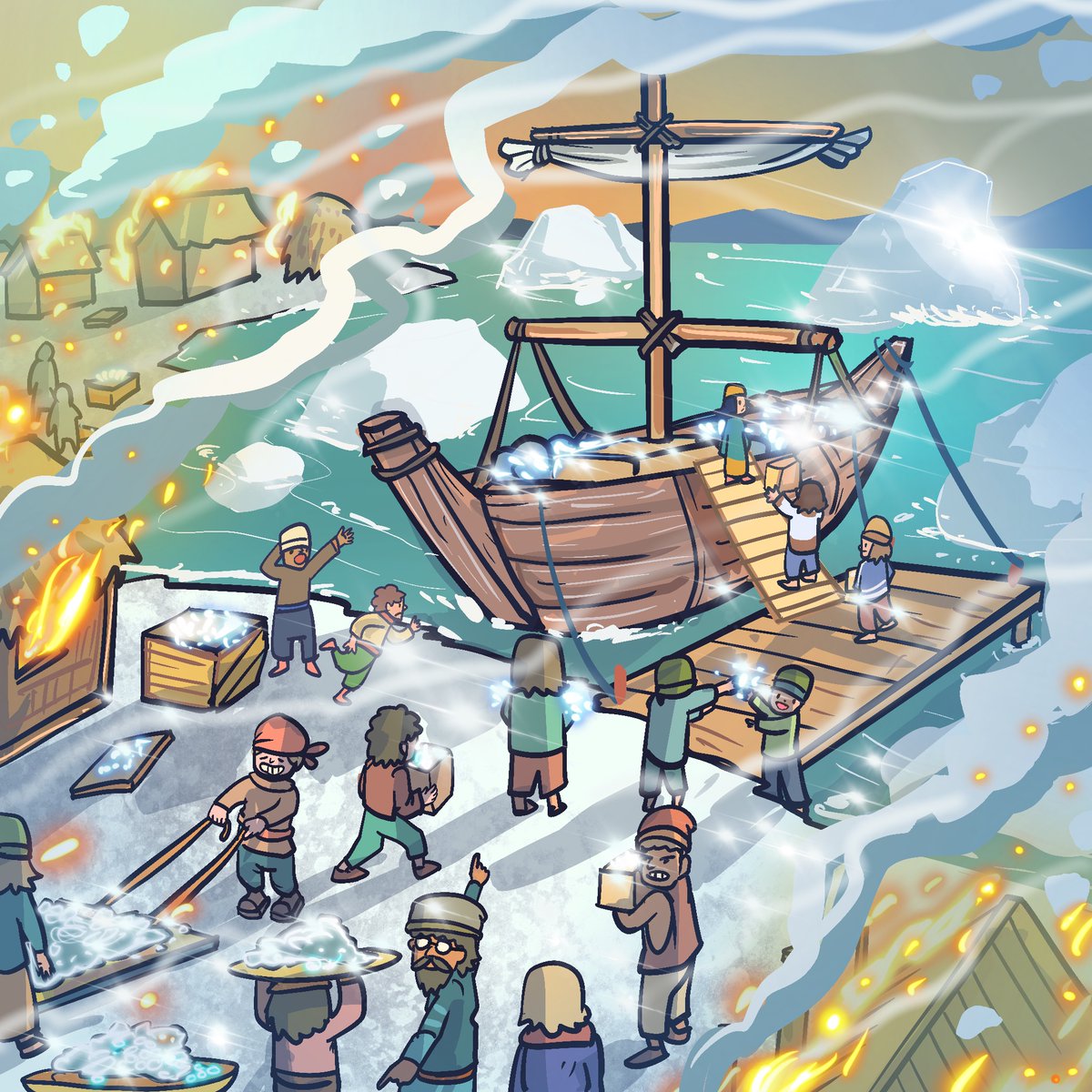 The ships arrive and are loaded with resources for their distant journey

Little do they know, they are about to encounter creatures only seen in fairytales
premint.xyz/ice-fishies-10…