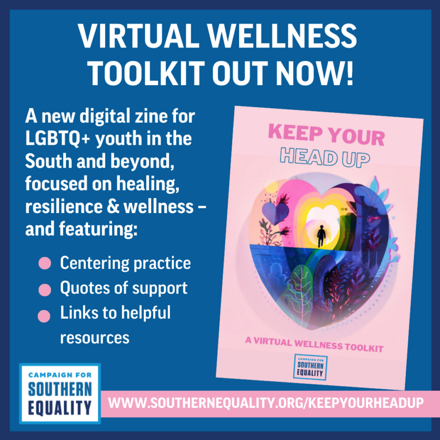 So many of our community members are frightened, devastated, angry, and tired. Please reach out to supportive people in your life and find ways to take care of yourselves. 

We made a wellness toolkit in case you need some ideas to find a moment of calm 💓 southernequality.org/new-virtual-we…