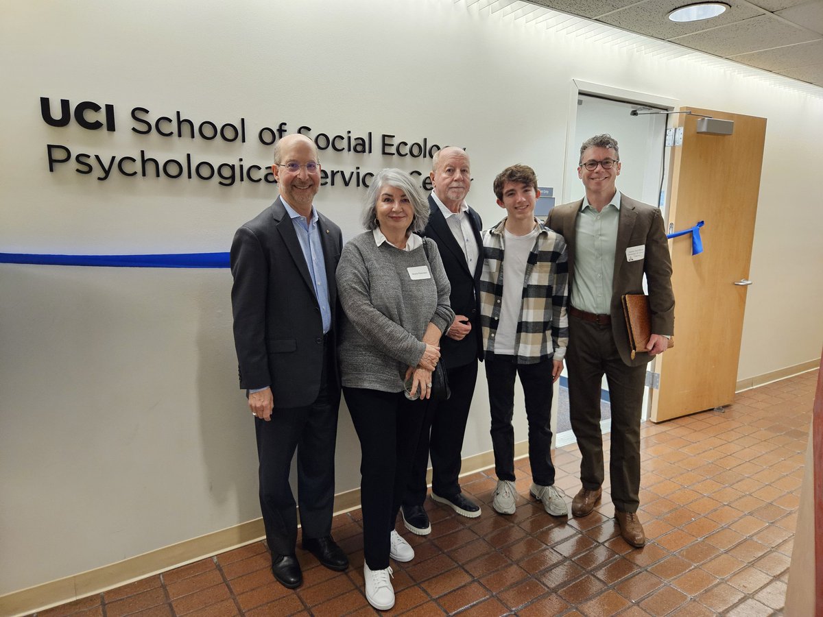 Rarely prouder of my <a href="/Social_Ecology/">UCI Social Ecology</a> colleagues than today's grand opening of our mental health clinic to serve the OC community. Honored that Sheila and Jimmy Peterson and grandson Oliver would join <a href="/JasonSchiffman2/">Jason Schiffman</a> and me at the ceremony.
