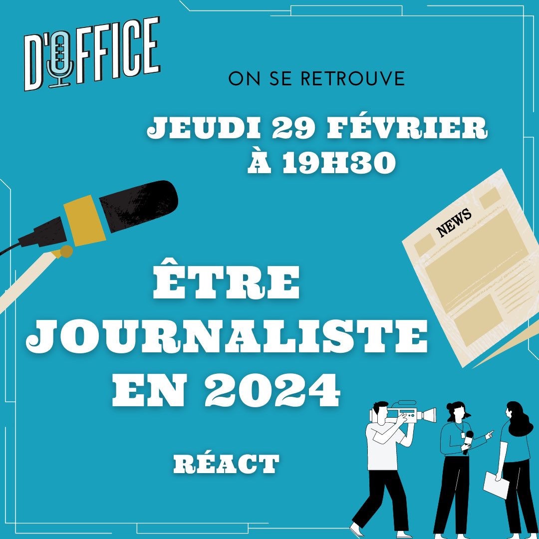📣 On se retrouve ce jeudi pour une nouvelle émission ! Format un peu spécial : on réagira à une table ronde autour du thème « Être journaliste en 2024 » 🗞️ Venez discuter avec nous ! Hâte de vous retrouver 💙