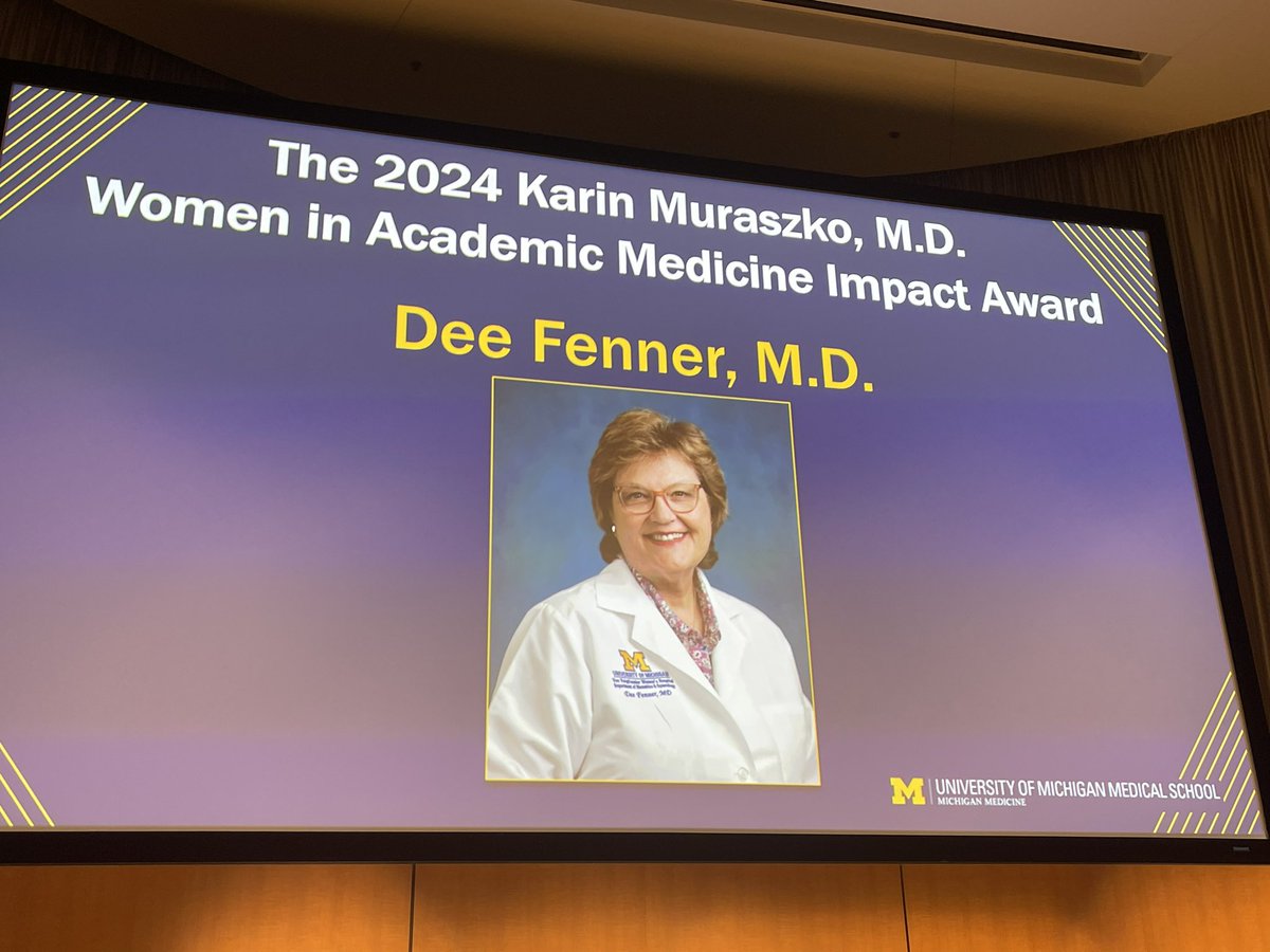 Congratulations to the one and only @Dee_Fenner_MD on receiving the 2024 Karin Muraszko MD Women in Academic Medicine Impact Award. What an inspiring event for an inspiring woman…& this is just the beginning, the best is yet to come…You go Dee! @umichmedicine #Leadersandbest
