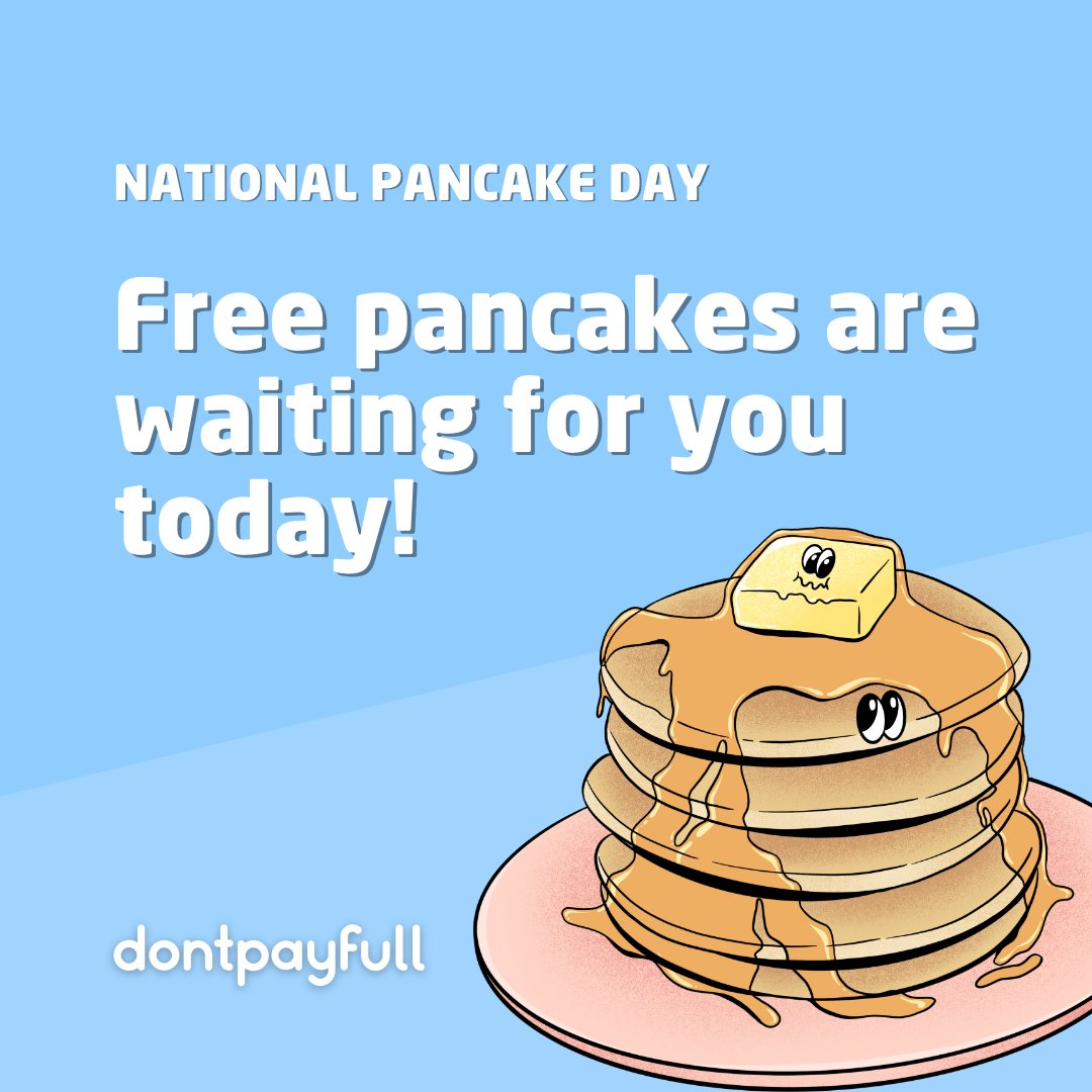 It's National Pancake Day! Many restaurants offer mouth-watering pancake deals & freebies. Who's ready for a delicious shopping spree? 🥞 dpf.to/feb-deals #DontPayFull #PancakeDay #Deals #Freebies #Food #FreePancakes #SaveMoney