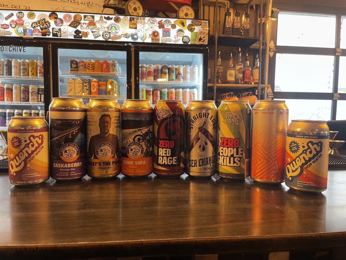 Zero alcohol, but still great local Craft Beer! 🍻 Whether you don't drink, can't drink, or just need one more for the road 💯 Enjoy a variety of amazing non-alcoholic Alberta Craft Beers in our fridge!