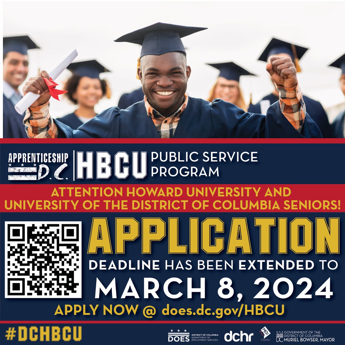 Are you ready to be a part of the next generation of talent to join the DC Gov team? Howard University and District of Columbia Seniors! The HBCU Public Service Program Application deadline has been EXTENDED! Deadline: March 8, 2024. Apply ➡️ does.dc.gov/HBCU.
