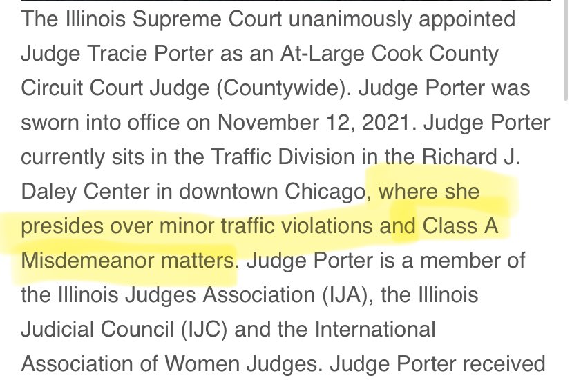 Tracie Porter, the clown that is now trying to keep Trump off the Illinois ballot despite the Illinois State Board of Elections ruling against keeping him off the ballot last month, is a traffic judge that presides over “minor traffic violations.” 

These are the low IQ